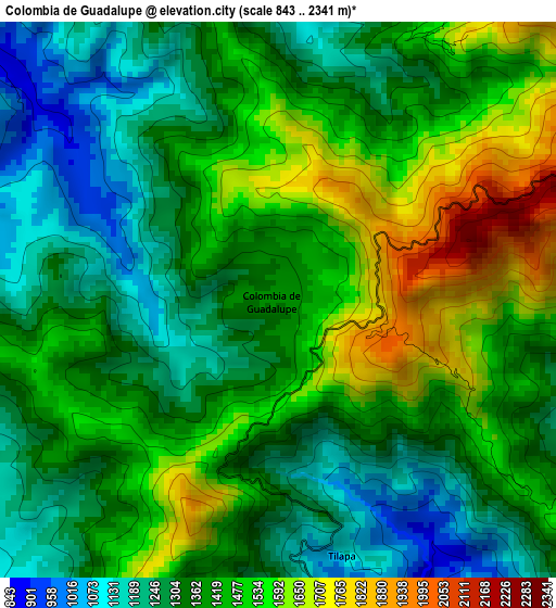 Colombia de Guadalupe elevation map