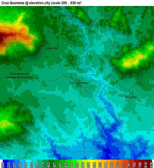 Cruz Quemada elevation map