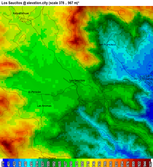 Los Saucitos elevation map