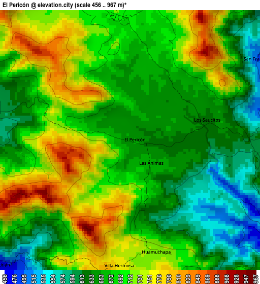 El Pericón elevation map