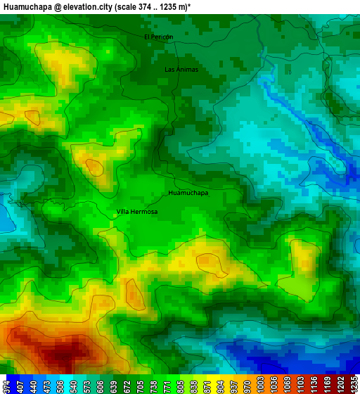 Huamuchapa elevation map