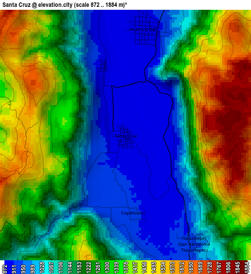 Santa Cruz elevation map