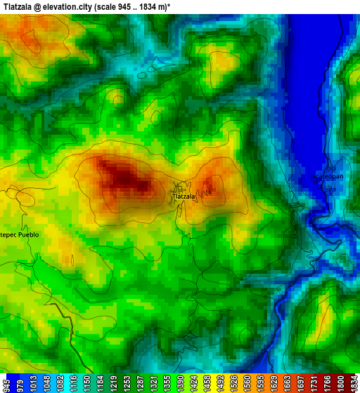 Tlatzala elevation map