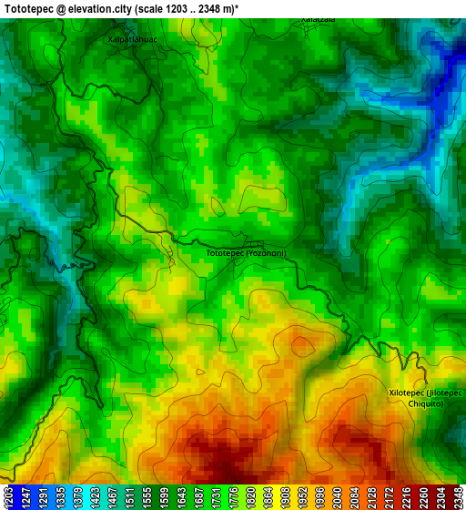 Tototepec elevation map