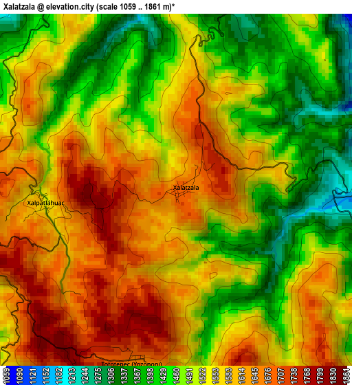 Xalatzala elevation map