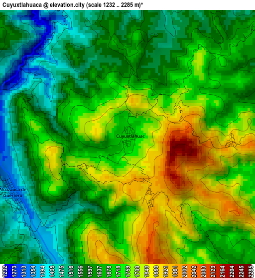 Cuyuxtlahuaca elevation map