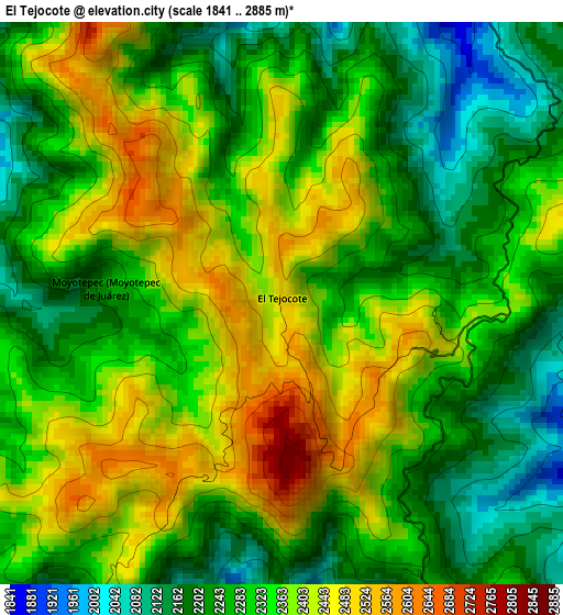 El Tejocote elevation map