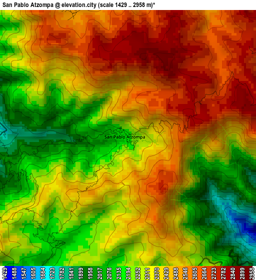 San Pablo Atzompa elevation map