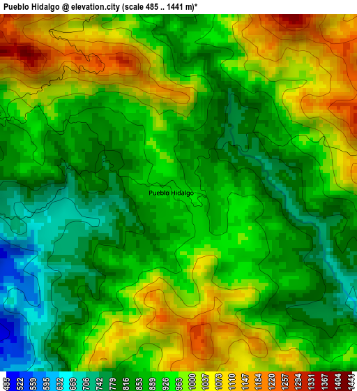 Pueblo Hidalgo elevation map