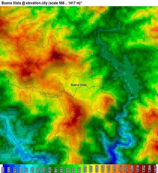 Buena Vista elevation map