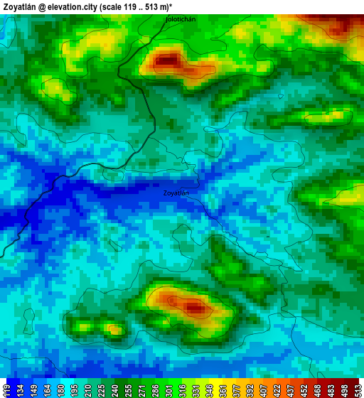 Zoyatlán elevation map