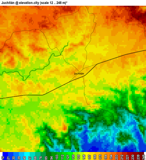 Juchitán elevation map