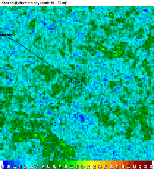 Kanxoc elevation map