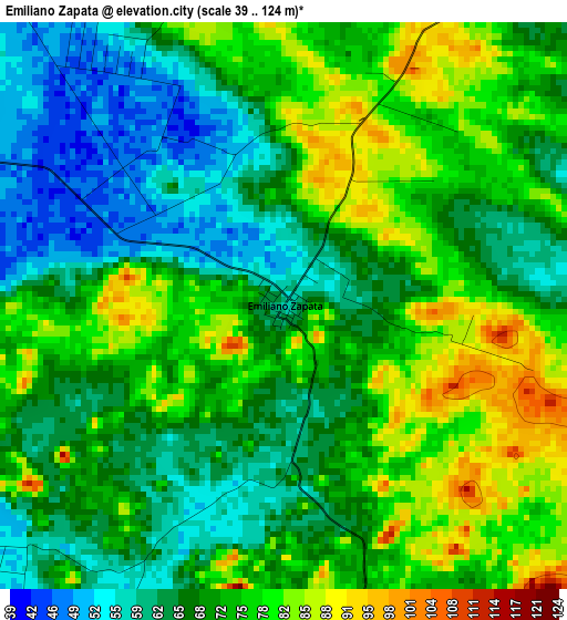 Emiliano Zapata elevation map