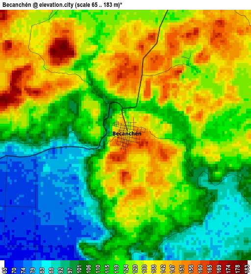 Becanchén elevation map
