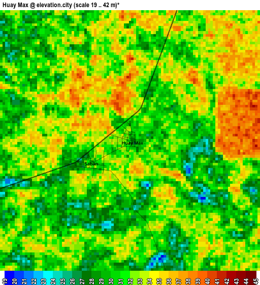 Huay Max elevation map