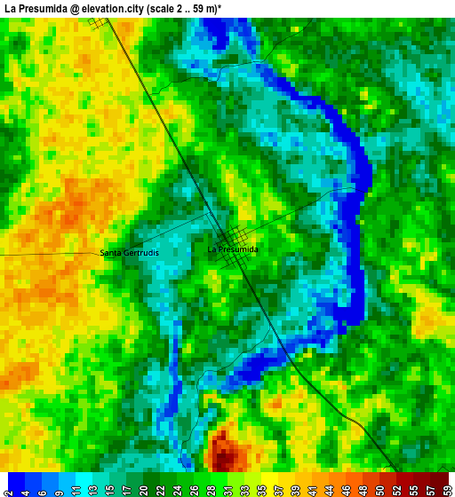 La Presumida elevation map