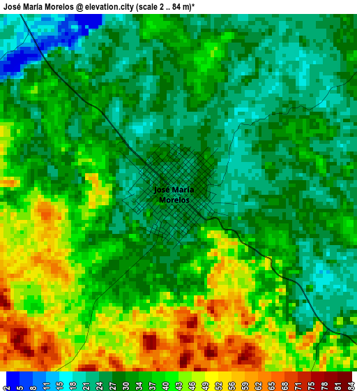 José María Morelos elevation map