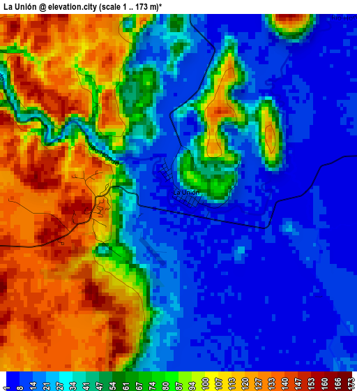 La Unión elevation map