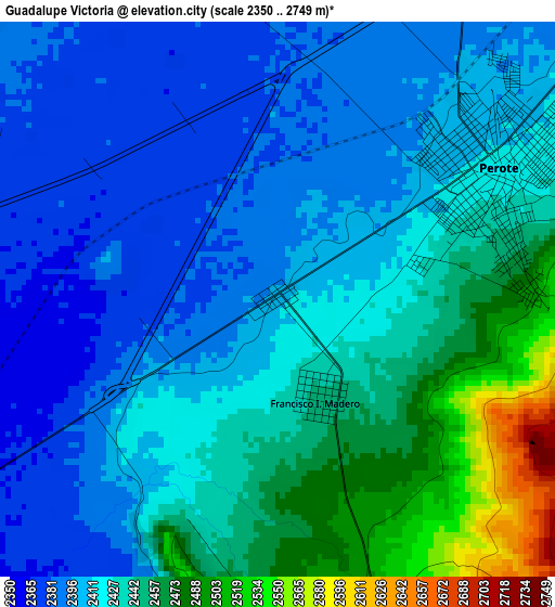 Guadalupe Victoria elevation map