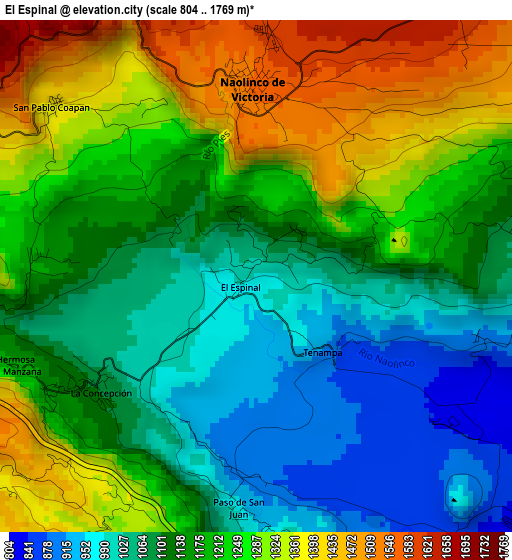 El Espinal elevation map