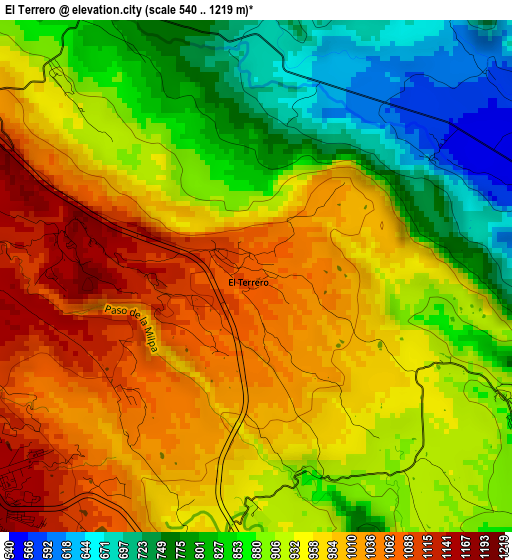 El Terrero elevation map