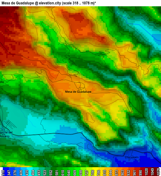 Mesa de Guadalupe elevation map
