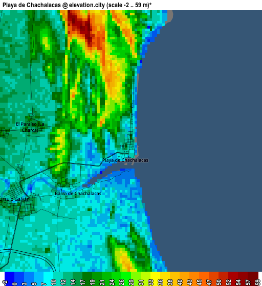 Playa de Chachalacas elevation map