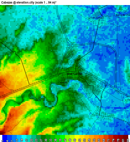 Cabezas elevation map