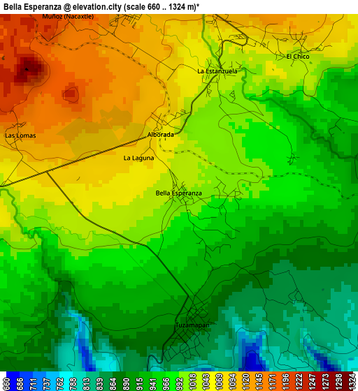 Bella Esperanza elevation map