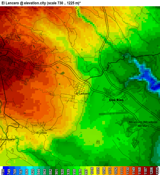 El Lencero elevation map