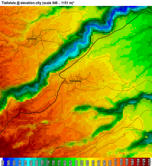 Tlaltetela elevation map