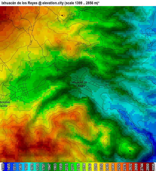 Ixhuacán de los Reyes elevation map