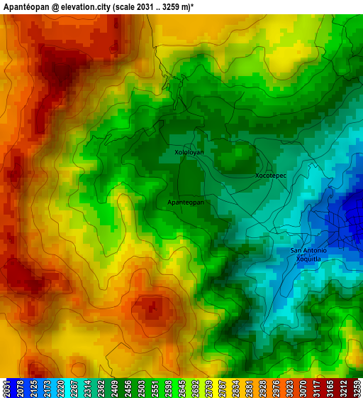 Apantéopan elevation map