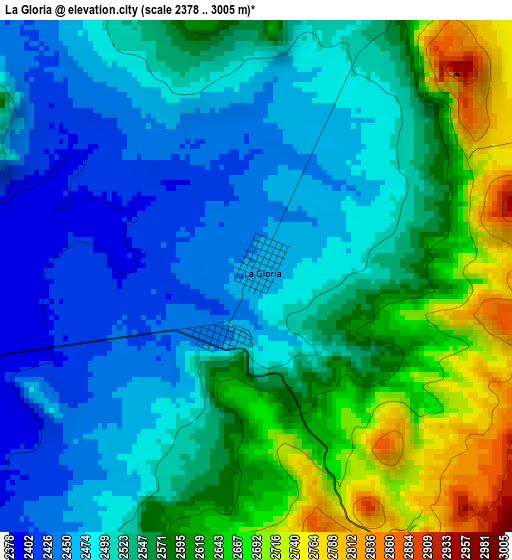 La Gloria elevation map