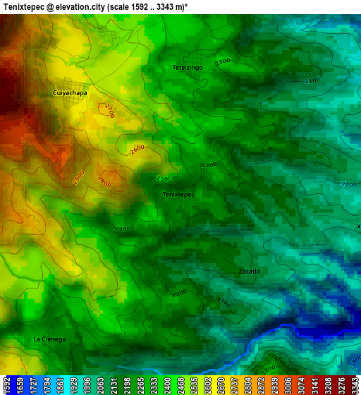 Tenixtepec elevation map