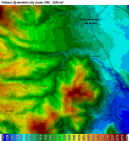 Tetlaxco elevation map