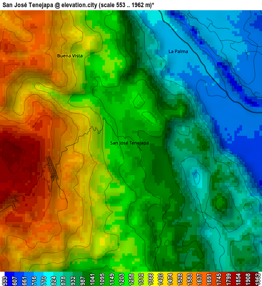 San José Tenejapa elevation map