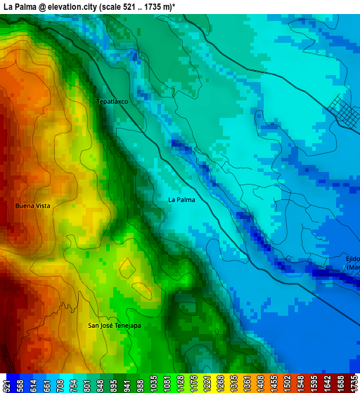 La Palma elevation map