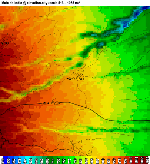 Mata de Indio elevation map