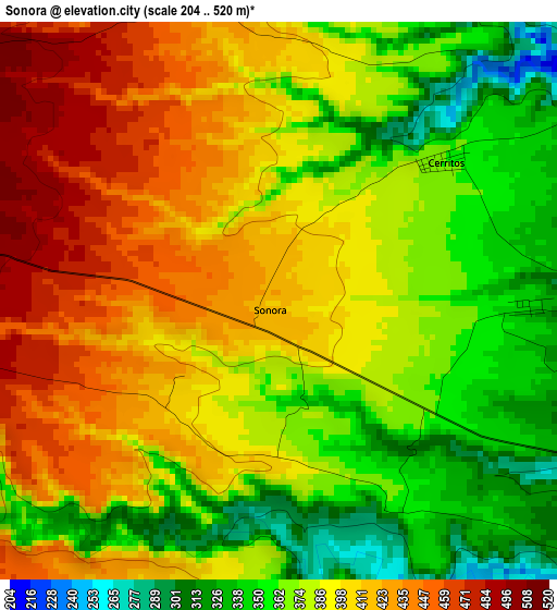 Sonora elevation map