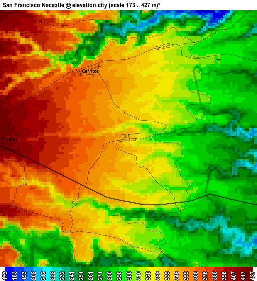 San Francisco Nacaxtle elevation map