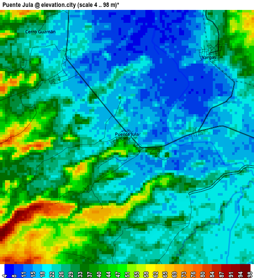 Puente Jula elevation map