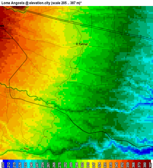 Loma Angosta elevation map