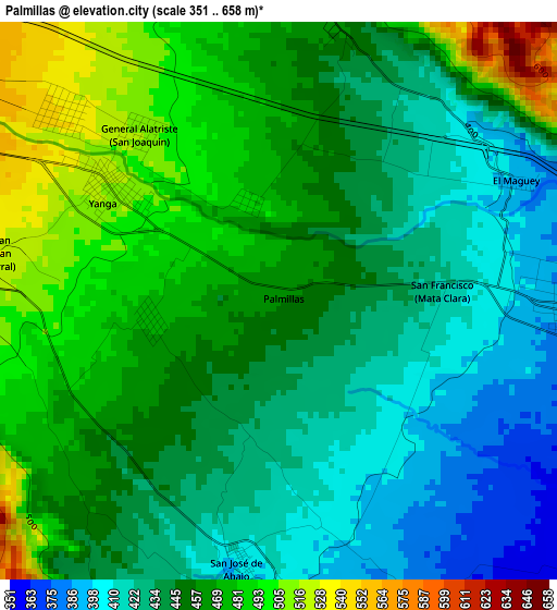 Palmillas elevation map