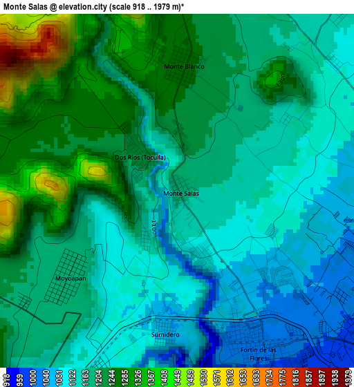 Monte Salas elevation map