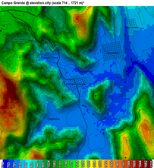 Campo Grande elevation map