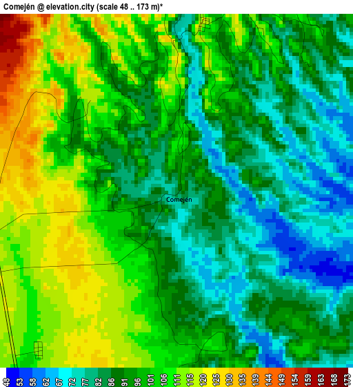 Comején elevation map