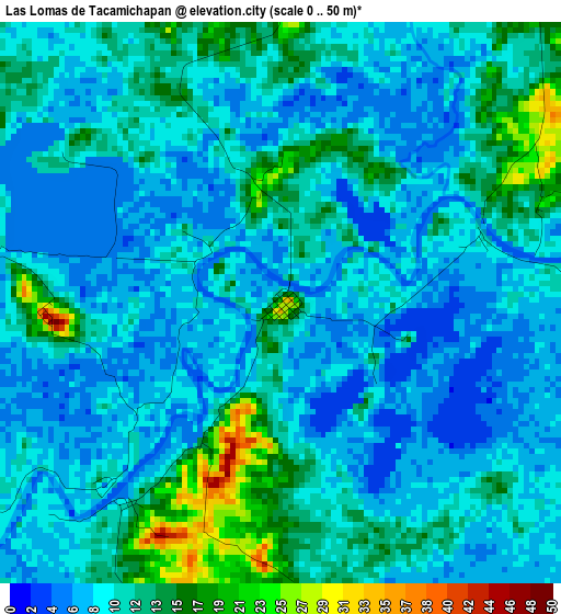 Las Lomas de Tacamichapan elevation map