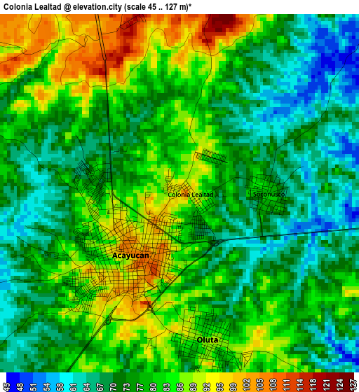 Colonia Lealtad elevation map